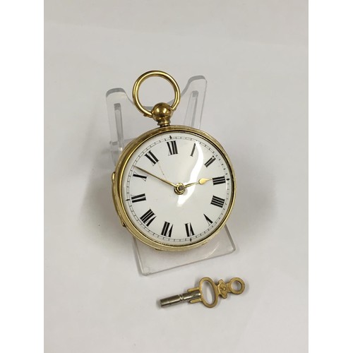 154 - Antique yellow metal verge Fusee Pocket watch  (A/F) missing glass