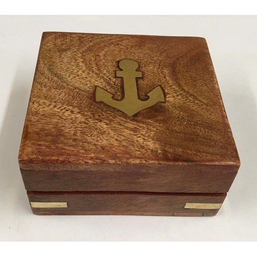 203 - Small brass mini telescope and nautical box