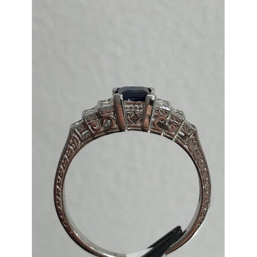 530 - 18k white gold ring with diamonds around 0.18cts and top quality sapphire around 0.35cts; 2.61g; siz... 