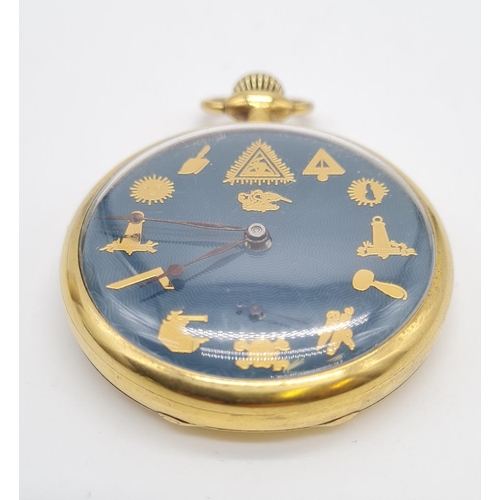 Omega Masonic Pocket Watch with rare Blue face full working order