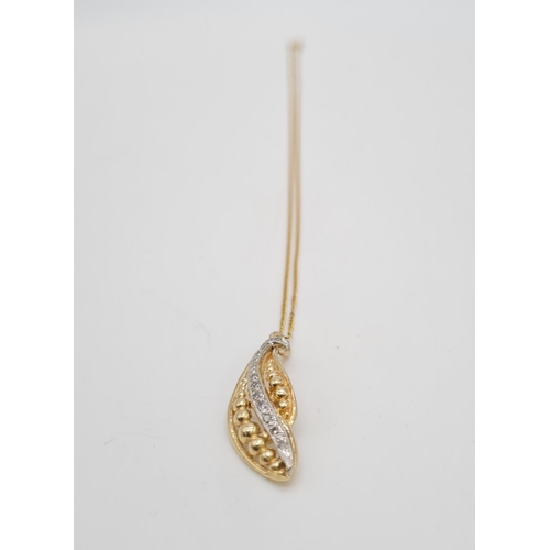 117 - 18ct gold diamond set pendant on chain, weight 3.69g and 40cm long, pendant 3 x 1cm