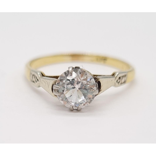 251 - 18ct Gold Ring with a 0.60 white sapphire set in Platinum 2.3g size N