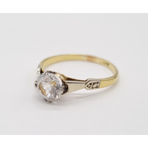 251 - 18ct Gold Ring with a 0.60 white sapphire set in Platinum 2.3g size N