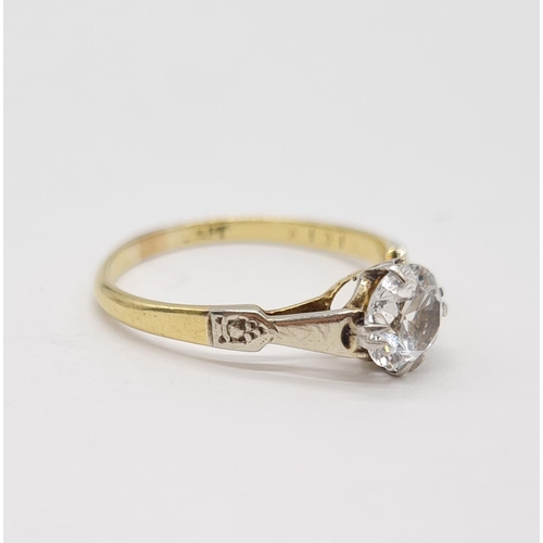 251 - 18ct Gold Ring with a 0.60 white sapphire set in Platinum 2.3g size N