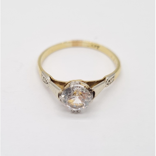 251 - 18ct Gold Ring with a 0.60 white sapphire set in Platinum 2.3g size N