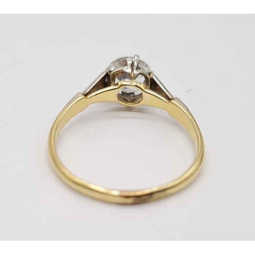 251 - 18ct Gold Ring with a 0.60 white sapphire set in Platinum 2.3g size N