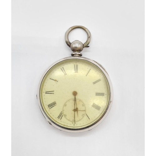 291 - Silver Pocket Watch rear wind late 19th Century, not working