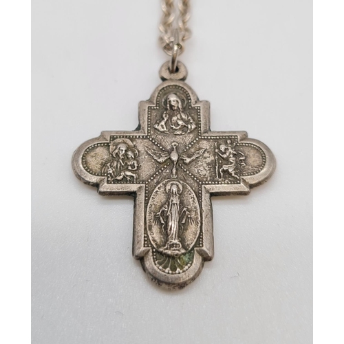 352 - Vintage silver cross set on a 62cm long silver linked chain, weight 9.79g and pendant 3cm long