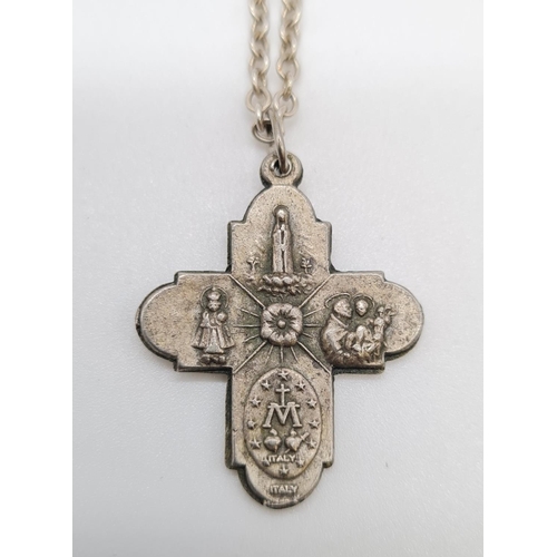 352 - Vintage silver cross set on a 62cm long silver linked chain, weight 9.79g and pendant 3cm long