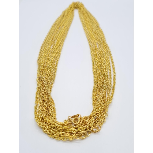 382 - Set of 10x yellow metal belcher chains, 50-55cm long approx, total weight 81g