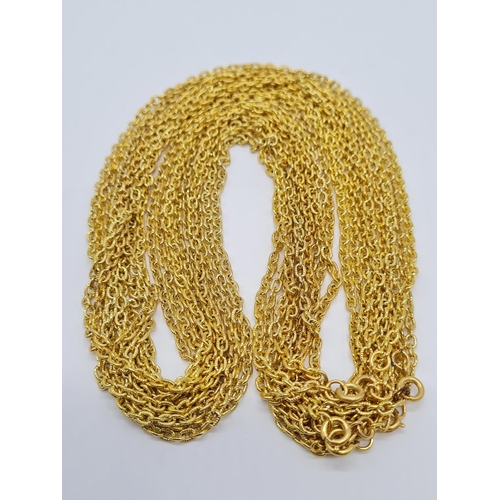 382 - Set of 10x yellow metal belcher chains, 50-55cm long approx, total weight 81g