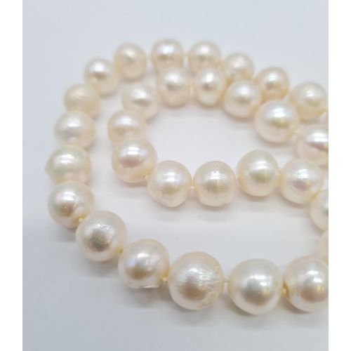 396 - Fresh water pearl necklace set in silver clasp with expandable chain, weight 62.2g approx