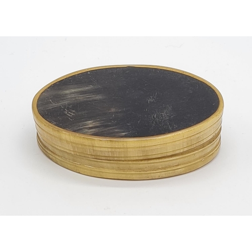 449 - A Georgian oval Patch Box made from Horn 7.3 x 5 cms