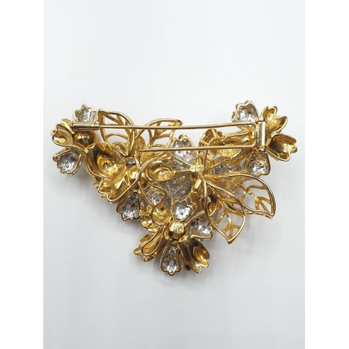 121 - Large Antique 18ct gold brooch set with 3 colour south sea pearls (approx 9-12mm in size) and encrus... 