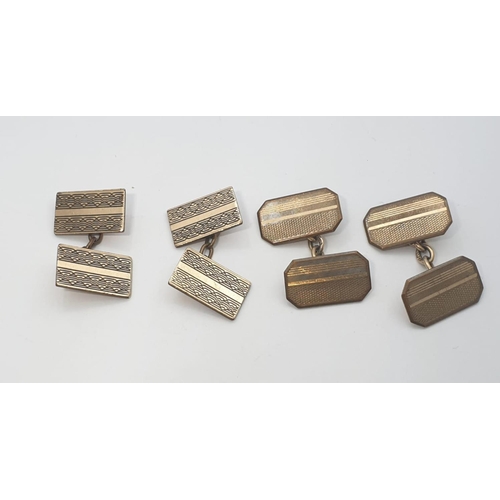 323 - 2 Pairs of 12ct Gold Back & Front Cufflinks, 11.6g.