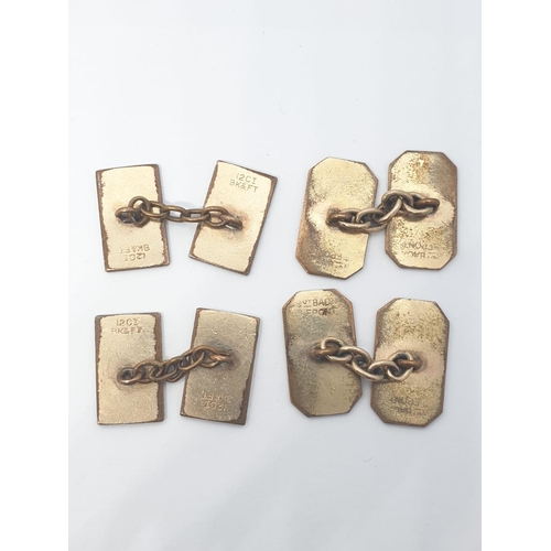 323 - 2 Pairs of 12ct Gold Back & Front Cufflinks, 11.6g.