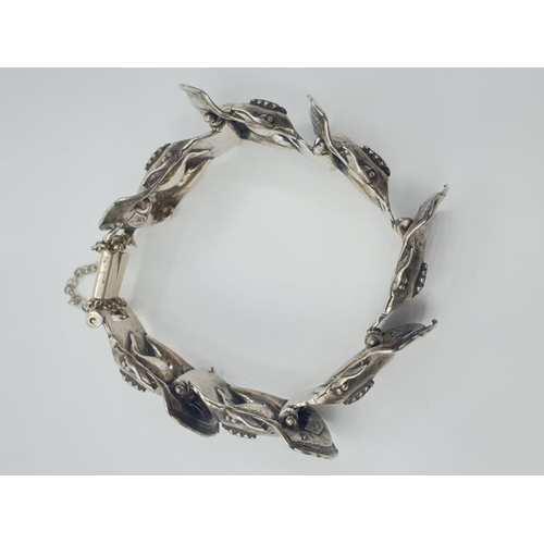 354 - Large vintage silver bracelet, weight 48g, 17cm long and 25mm width