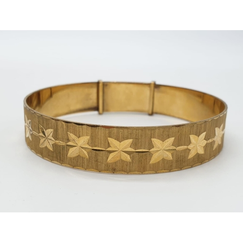 366 - Rolled gold vintage bangle , 6.5cm diameter and weight 22.07g approx