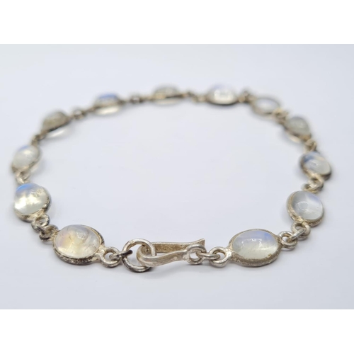 372 - White metal moonstone bracelet, weight 7.3g and 19.5cm long approx