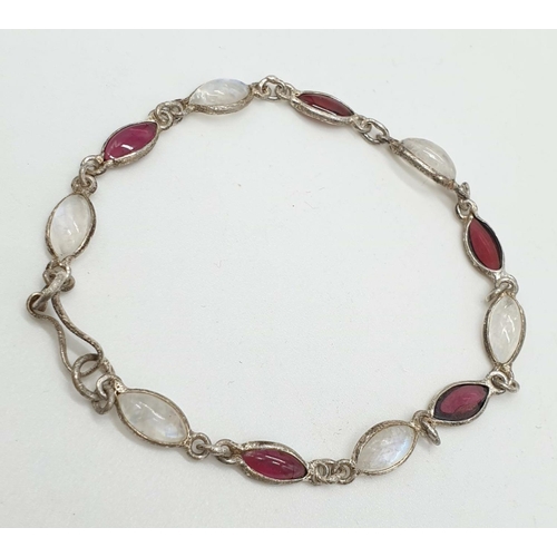 398 - Stone set silver bracelet, weight 6g and 20cm long approx