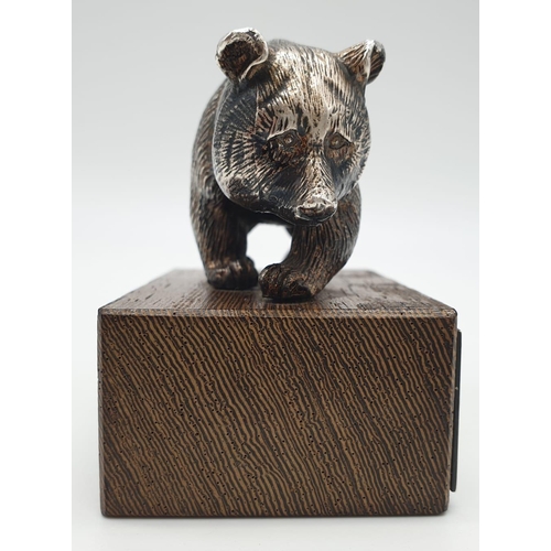 485 - a White Metal Bear Paperweight / ornament 8 x 5 cms