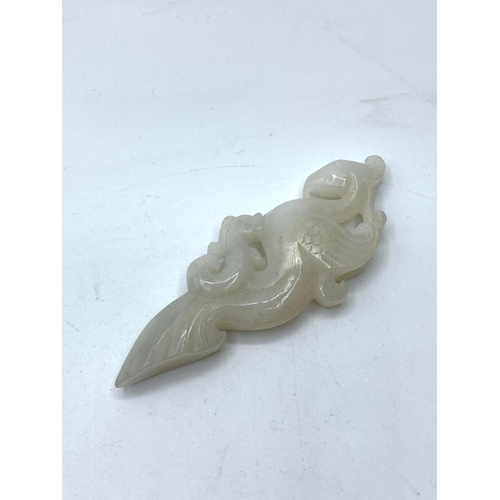 602 - Chinese white jade artefact, 34g weight and 8.5cm tall