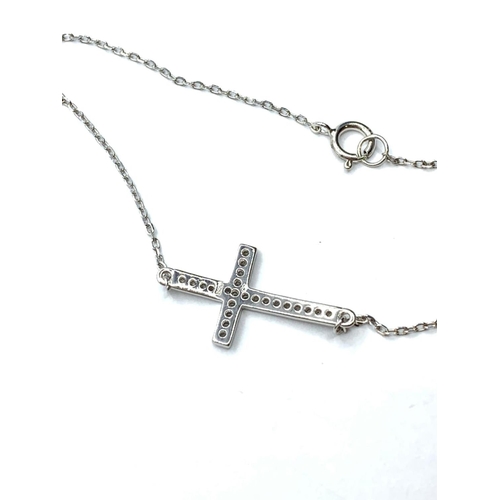 620 - SILVER C/Z STONE SET CROSS ANKLET, WEIGHT 1.2G