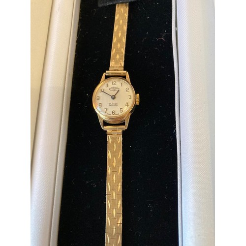 269 - Vintage ladies 9ct gold Rotary wristwatch full hallmark for strap and watch, working order manual wi... 