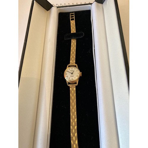 269 - Vintage ladies 9ct gold Rotary wristwatch full hallmark for strap and watch, working order manual wi... 