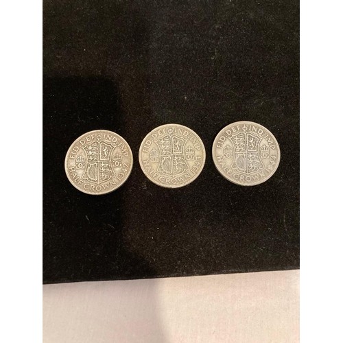 309 - 3x consecutive WW2 Half crowns 1942-43-44 in good condition.
Wording and shields still bold and rais... 