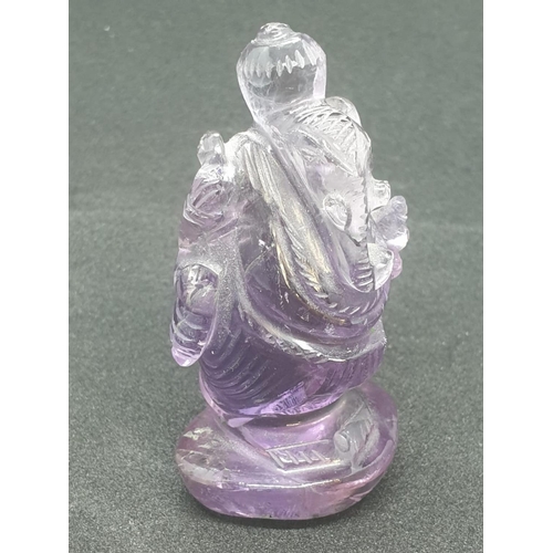 194 - Chinese hand carved amethyst elephant , 56.3g weight 6cm tall approx