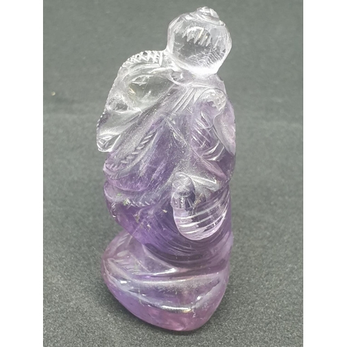 194 - Chinese hand carved amethyst elephant , 56.3g weight 6cm tall approx