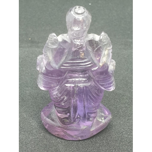 194 - Chinese hand carved amethyst elephant , 56.3g weight 6cm tall approx