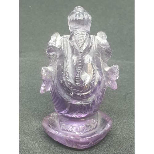 194 - Chinese hand carved amethyst elephant , 56.3g weight 6cm tall approx