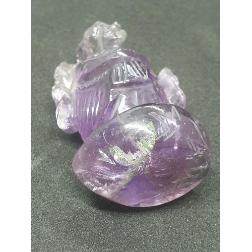 194 - Chinese hand carved amethyst elephant , 56.3g weight 6cm tall approx