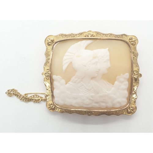 198 - Large Edwardian Cameo pin back brooch, weight 18.76g and 46 x 39mm size approx