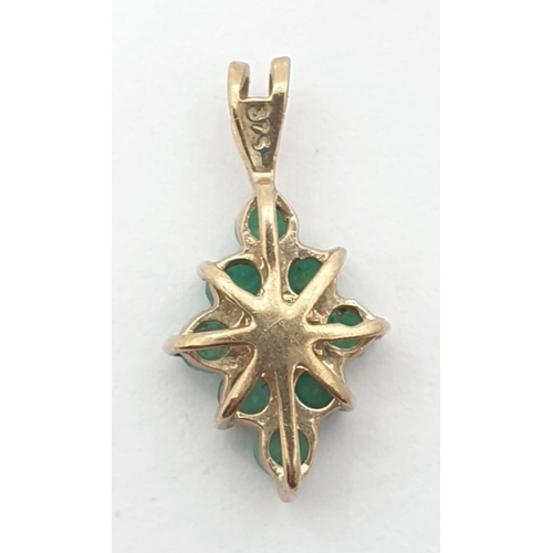 258 - 9ct gold emerald pendant, 10x7mm size approx