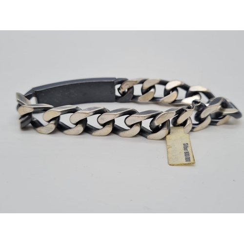 297 - Chunky 800 silver gent ID bracelet, weight 88g and 23cm long approx