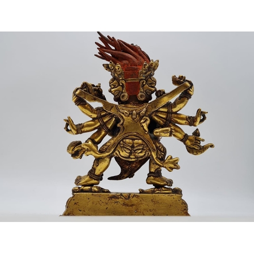 3 - A very early Oriental gilt on bronze statue of a fertility god, weight 2.25kg and 19cm tall approx