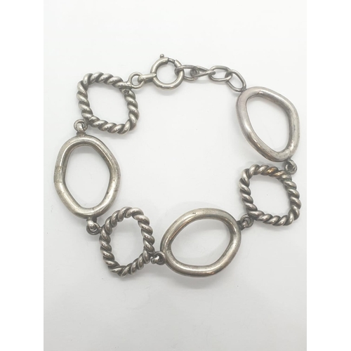 308 - Vintage large hoop silver bracelet, weight 33.28g and 20cm long approx