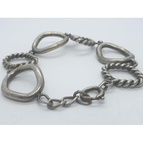 308 - Vintage large hoop silver bracelet, weight 33.28g and 20cm long approx