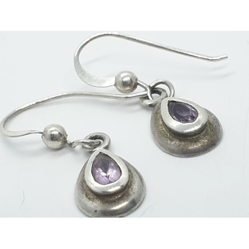 324 - 3X pairs of silver earrings various stones, weight 4.78g