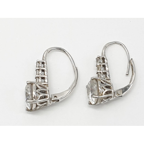 368 - Pair of Stone set silver earrings, weight 3.11g and 1.6cm drop long approx