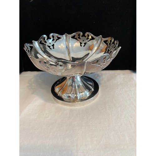 355 - A quality vintage silver bon bon dish having panelled baluster base in trumpet form, the dish having... 