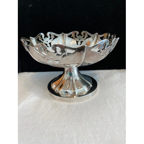 355 - A quality vintage silver bon bon dish having panelled baluster base in trumpet form, the dish having... 