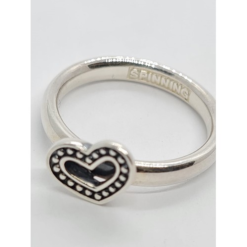 544 - STERLING SILVER HEART RING, weight 3.14g and size K