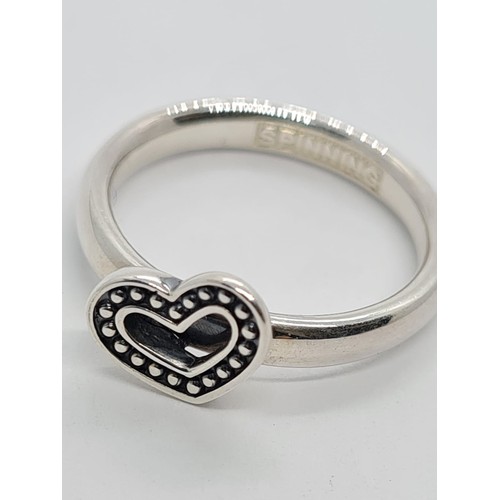 544 - STERLING SILVER HEART RING, weight 3.14g and size K