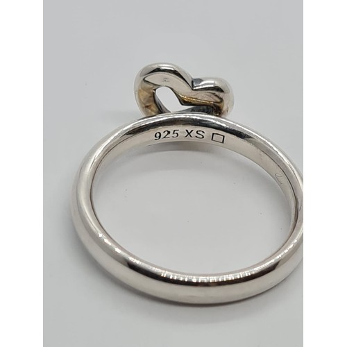 544 - STERLING SILVER HEART RING, weight 3.14g and size K