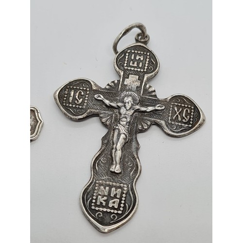 388 - 2 Russian Silver Crucifixes circa 1940 8g