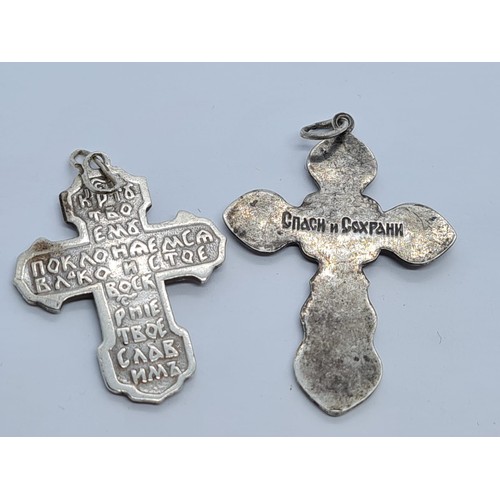 388 - 2 Russian Silver Crucifixes circa 1940 8g